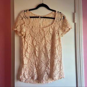 Frenchi Pink Lace Top - M